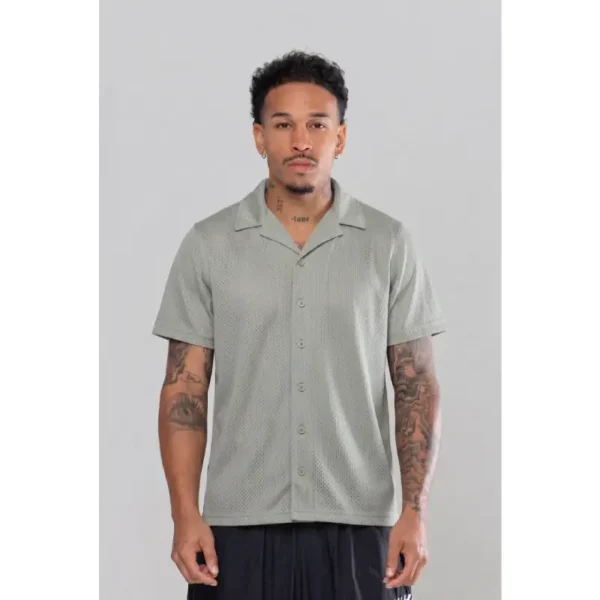MESH BUTTON-UPS BEIGE