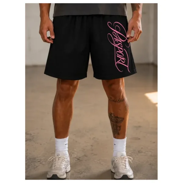 CURSIVE MESH SHORTS BLACK