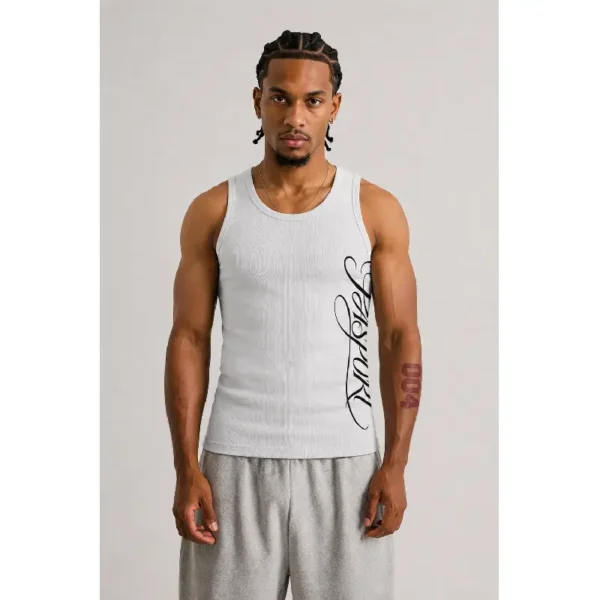 CURSIVE RIBBED TANKTOP